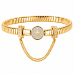 Tarnish-resistant Silver Rectangular Charms Clips Safety Chain In 14K Gold Plated
