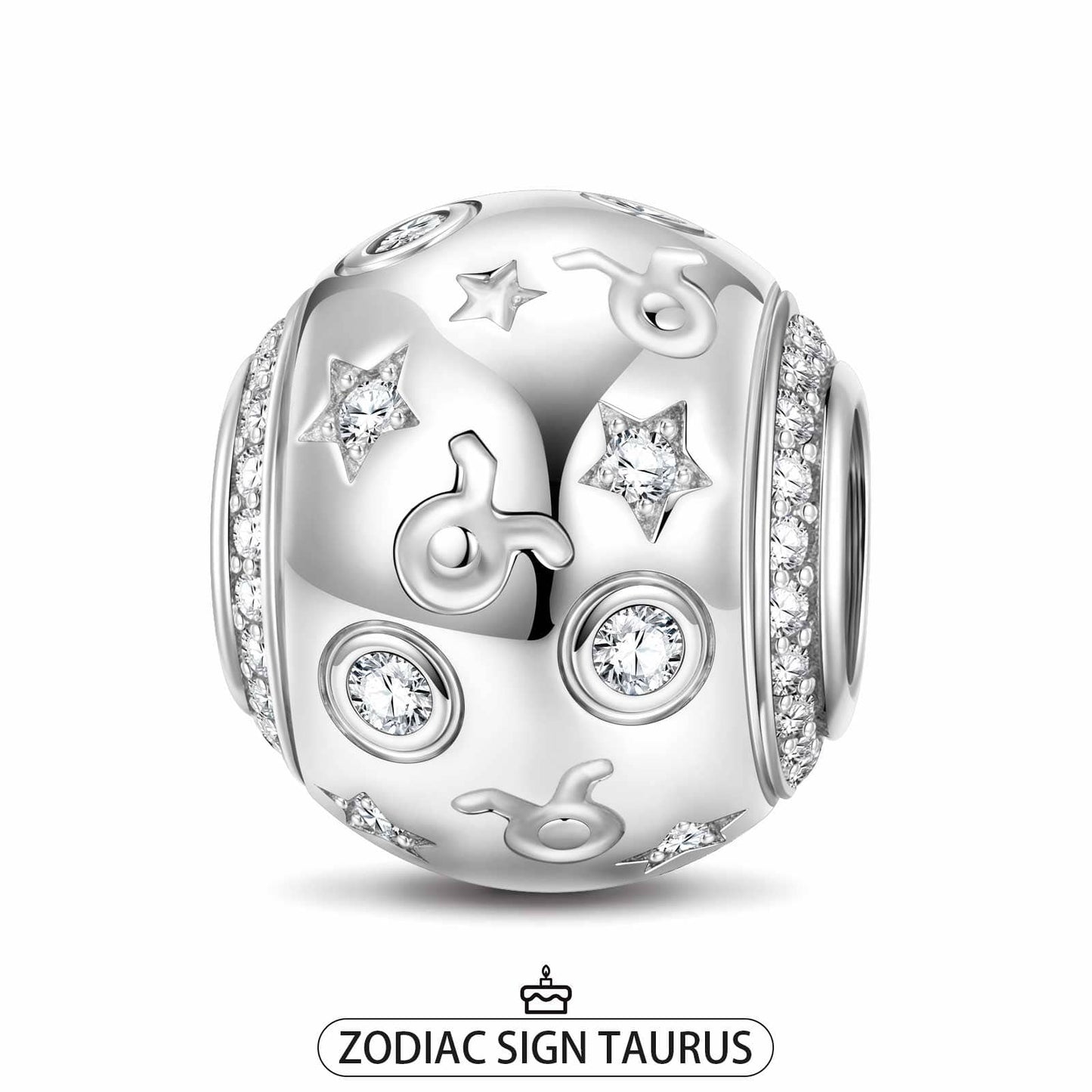 Taurus Tarnish-resistant Silver Constellation Charms In White Gold Plated