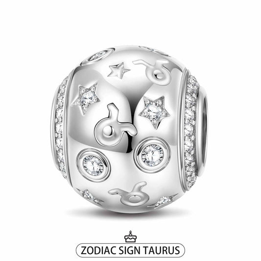 gon- Taurus Tarnish-resistant Silver Constellation Charms In White Gold Plated