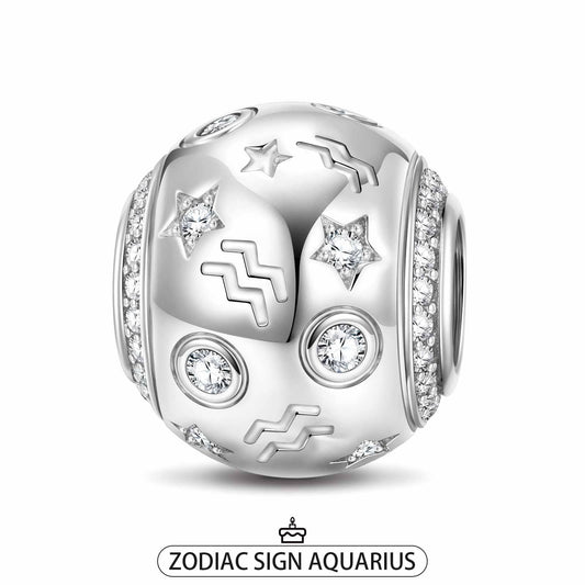 gon- Aquarius Tarnish-resistant Silver Constellation Charms In White Gold Plated