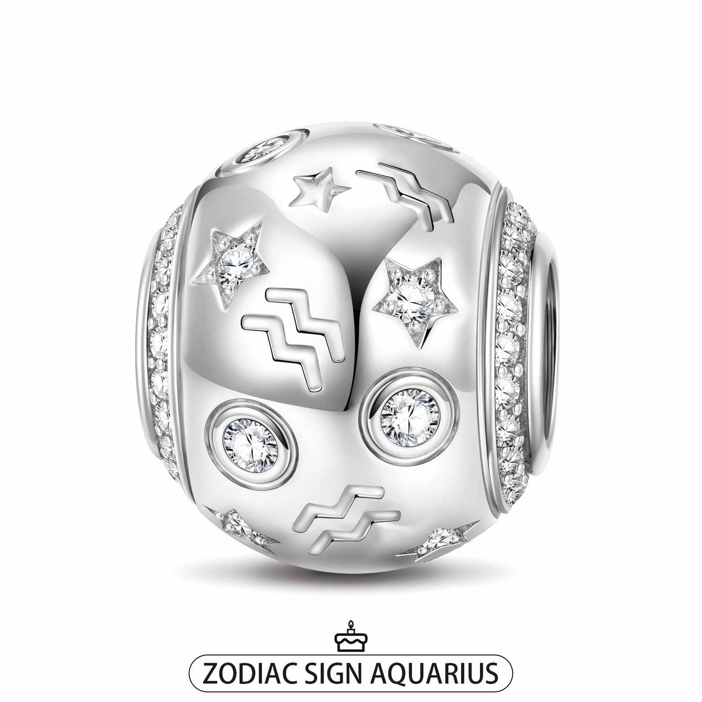 Aquarius Tarnish-resistant Silver Constellation Charms In White Gold Plated