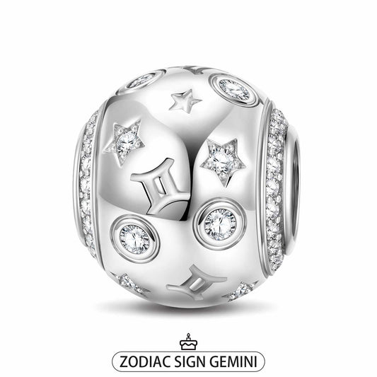 gon- Gemini Tarnish-resistant Silver Constellation Charms In White Gold Plated