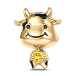 Proud Baby Cow Tarnish-resistant Silver Animal Charms In 14K Gold Plated - Heartful Hugs Collection