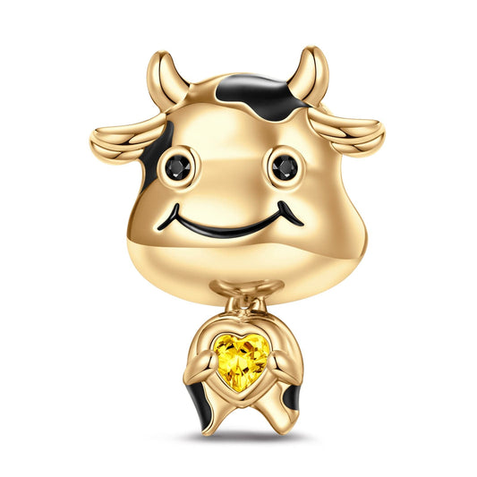 gon- Proud Baby Cow Tarnish-resistant Silver Animal Charms In 14K Gold Plated - Heartful Hugs Collection