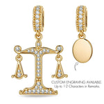 Customizable Engraving Balance Tarnish-resistant Silver Dangle Charms In 14K Gold Plated