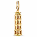 Leaning Tower of Pisa Tarnish-resistant Silver Dangle Charms In 14K Gold Plated
