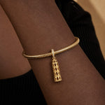 Leaning Tower of Pisa Tarnish-resistant Silver Dangle Charms In 14K Gold Plated