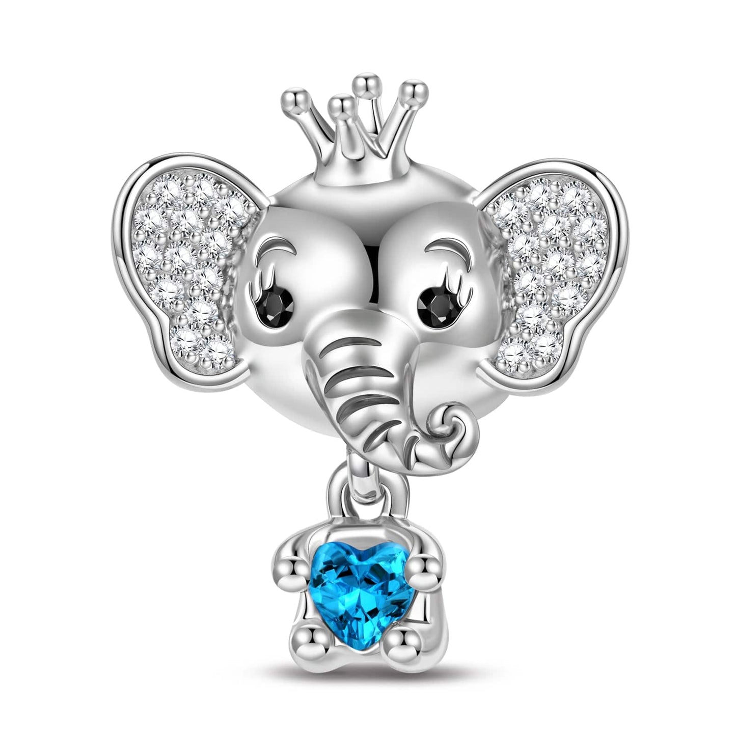 Elephant Queen Tarnish-resistant Silver Animal Charms In White Gold Plated - Heartful Hugs Collection