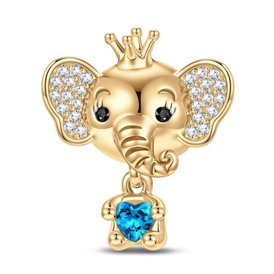 gon- Elephant Queen Tarnish-resistant Silver Animal Charms In 14K Gold Plated - Heartful Hugs Collection