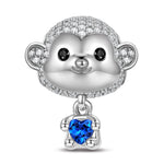 Cheerful Monkey Tarnish-resistant Silver Animal Charms In White Gold Plated - Heartful Hugs Collection