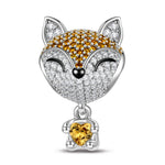 Clever Little Fox Tarnish-resistant Silver Animal Charms In White Gold Plated - Heartful Hugs Collection