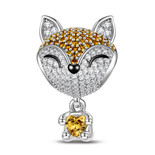 gon- Clever Little Fox Tarnish-resistant Silver Animal Charms In White Gold Plated - Heartful Hugs Collection