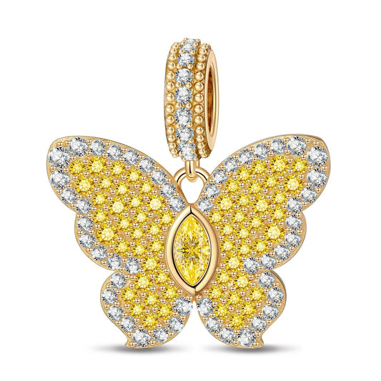 gon- Butterfly Ballet Tarnish-resistant Silver Charms In 14K Gold Plated
