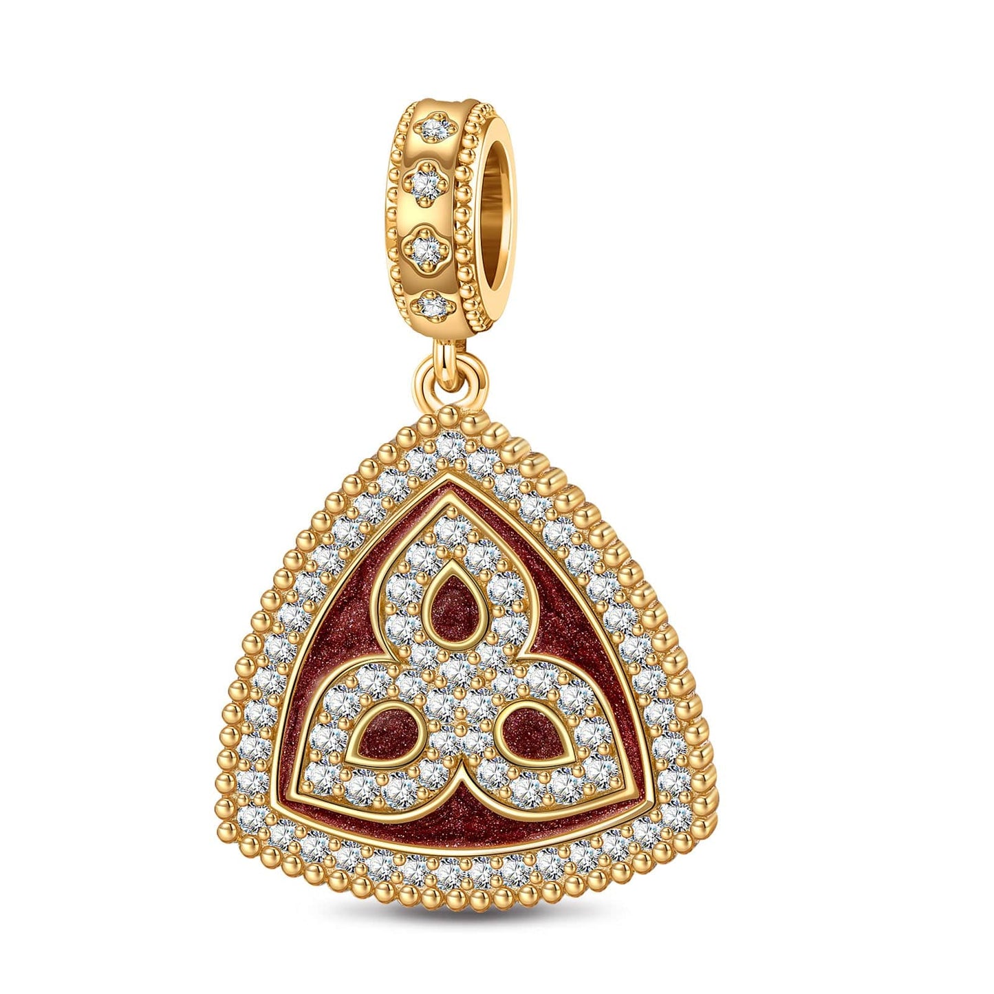 Triangle and Shamrock Tarnish-resistant Silver Charms With Enamel In 14K Gold Plated
