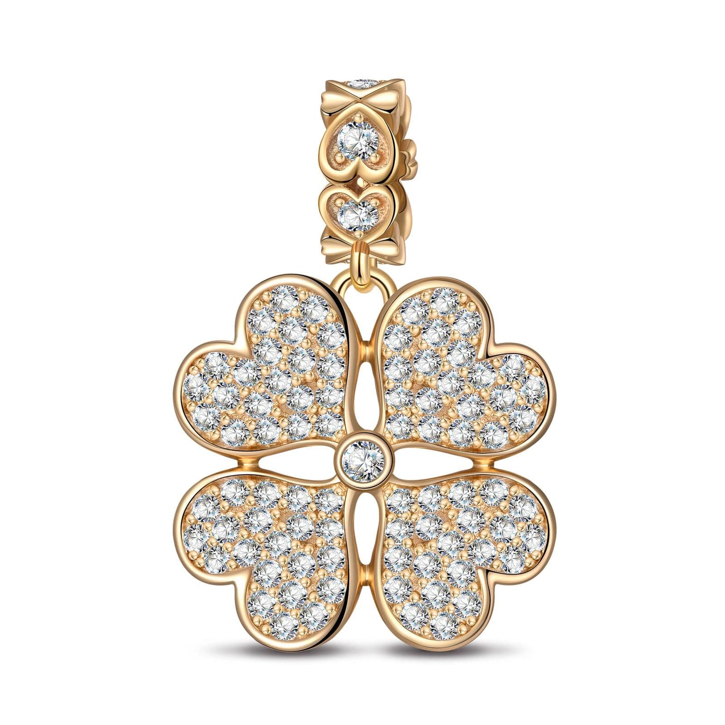 Opulent Clover Golden Stars Tarnish-resistant Silver Charms In 14K Gold Plated