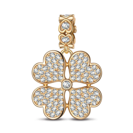 gon- Opulent Clover Golden Stars Tarnish-resistant Silver Charms In 14K Gold Plated