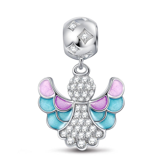 gon- Little Dancing Angel Tarnish-resistant Silver Charms With Enamel In White Gold Plated