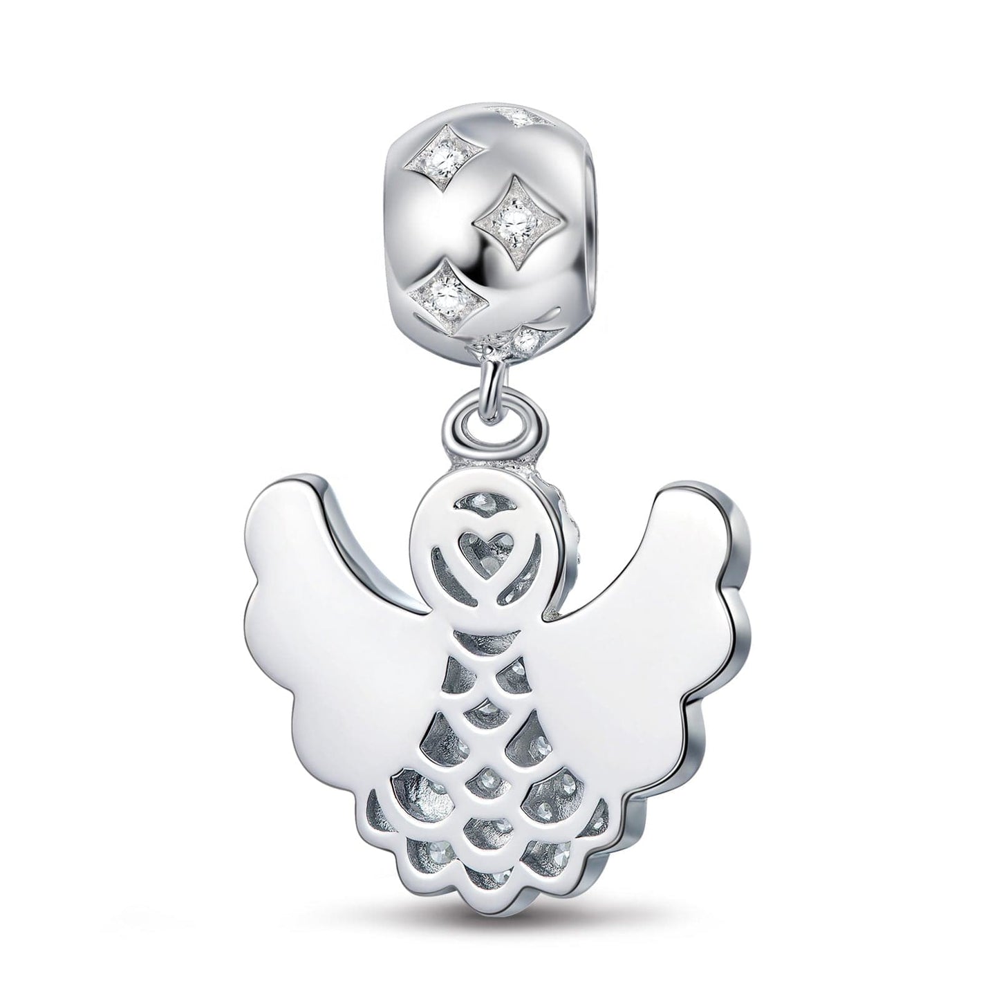 Little Dancing Angel Tarnish-resistant Silver Charms With Enamel In White Gold Plated