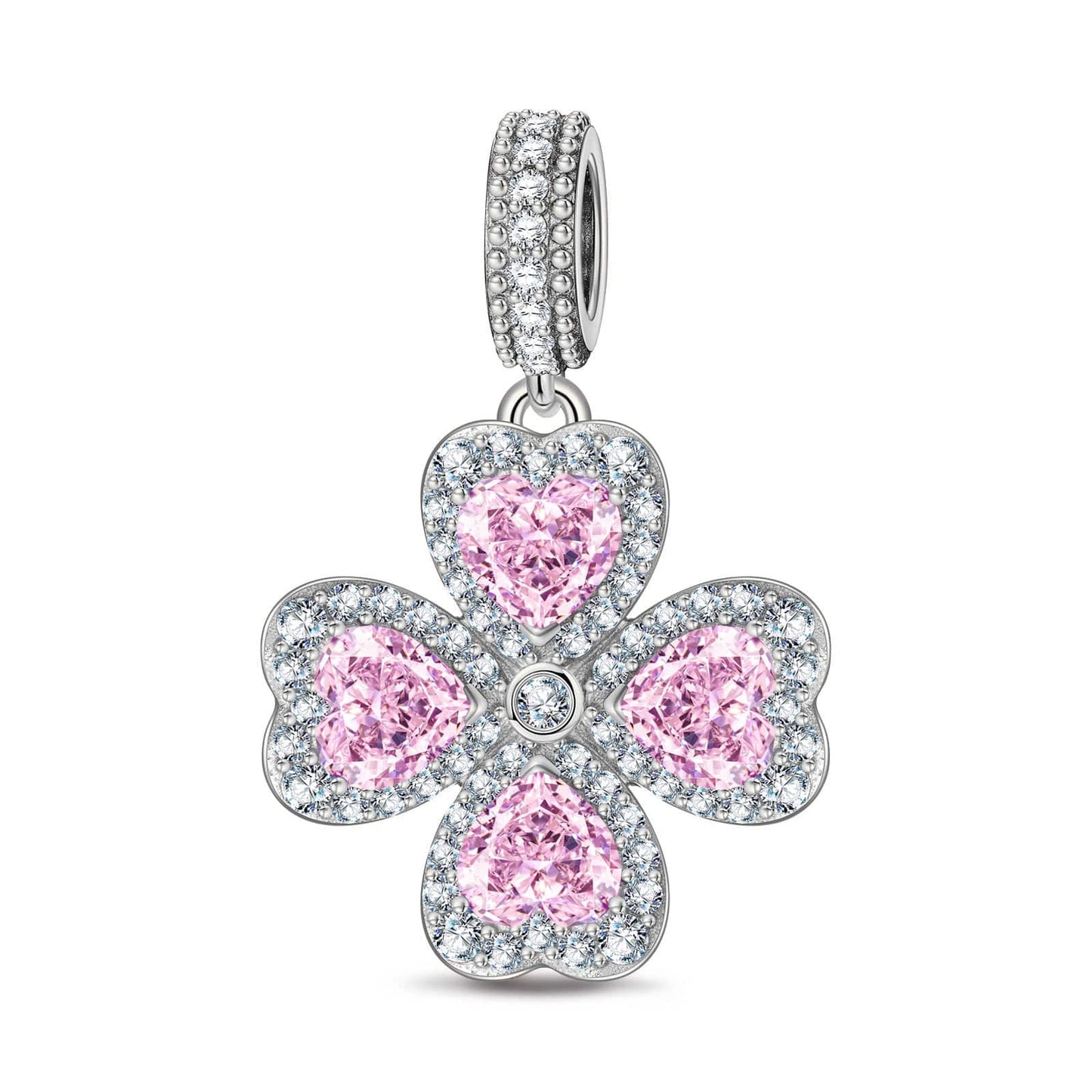 Dazzling Clover Tarnish-resistant Silver Charms In White Gold Plated
