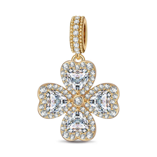 gon- Dazzling Clover Tarnish-resistant Silver Charms In 14K Gold Plated