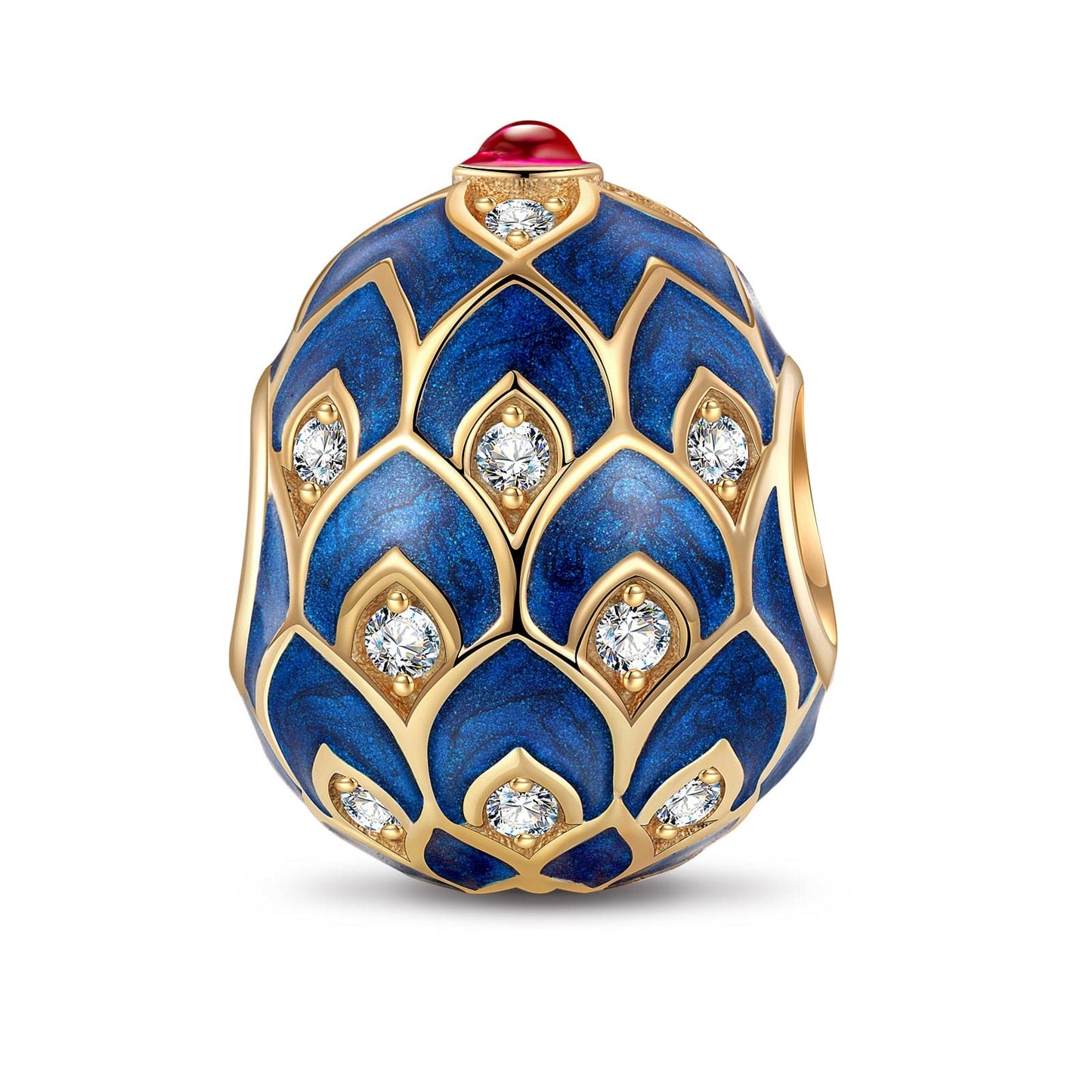 Blooms and Joy Tarnish-resistant Silver Easter Egg Charms With Enamel In 14K Gold Plated