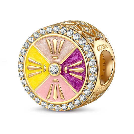 gon- Colorful Badminton Tarnish-resistant Silver Charms With Enamel In 14K Gold Plated