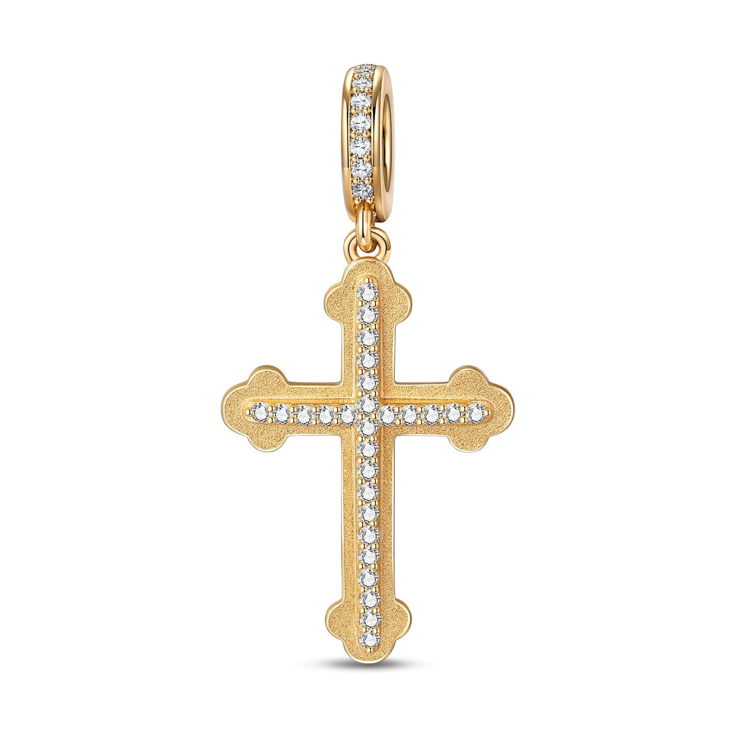 FAITH CROSS TARNISHRESISTANT SILVER DANGLE CHARMS IN 14K GOLD PLATED
