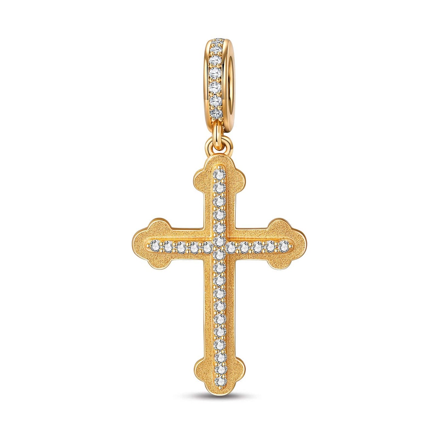 Faith Cross Tarnish-resistant Silver Dangle Charms In 14K Gold Plated