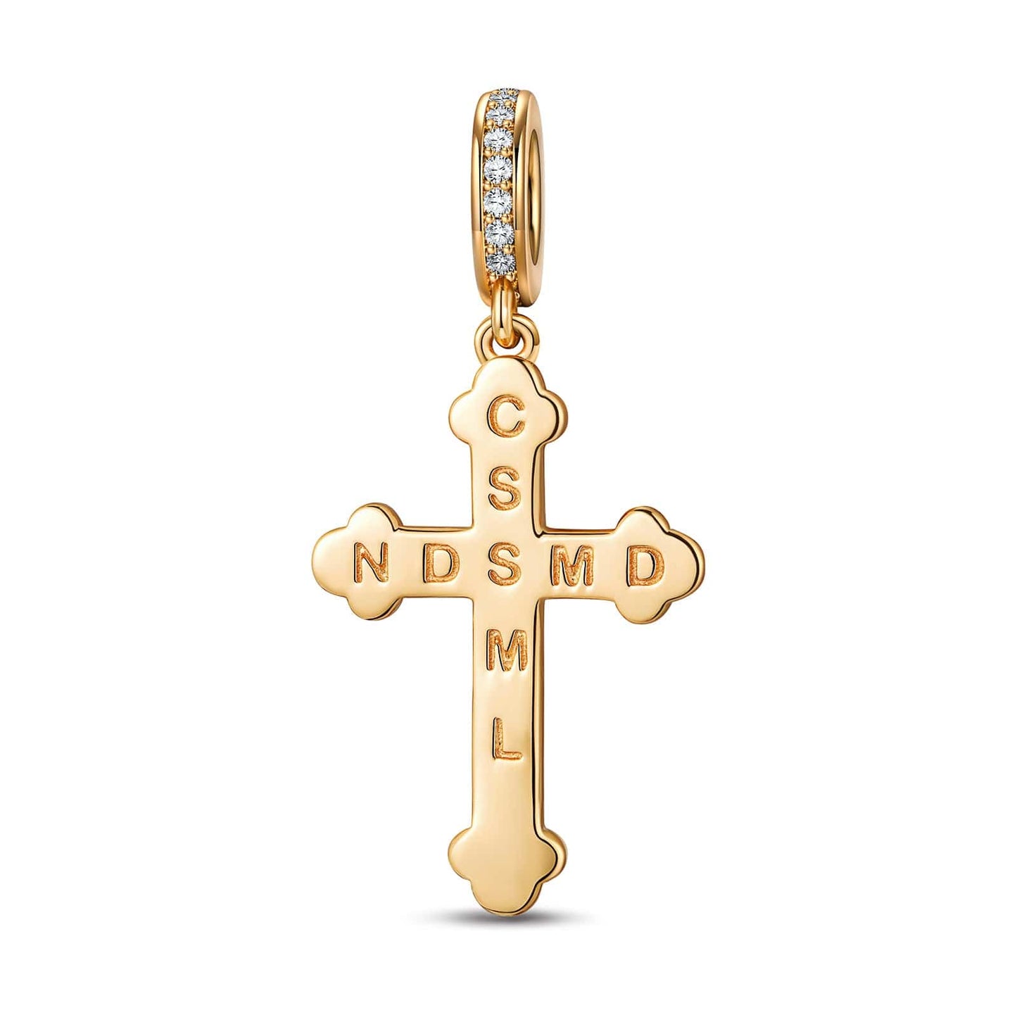 Faith Cross Tarnish-resistant Silver Dangle Charms In 14K Gold Plated