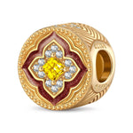 Radiant Flower Tarnish-resistant Silver Charms With Enamel In 14K Gold Plated