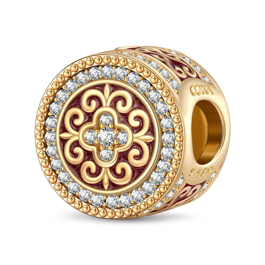 gon- Iris of Prosperity Tarnish-resistant Silver Charms With Enamel In 14K Gold Plated