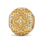 Clover Shaped Window Tarnish-resistant Silver Charms In 14K Gold Plated