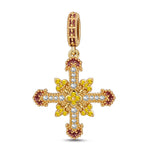 Sacred Cross Tarnish-resistant Silver Charms With Enamel In 14K Gold Plated