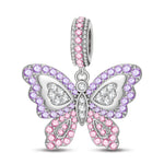 Lilac Butterfly Tarnish-resistant Silver Charms In White Gold Plated
