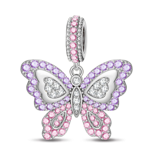 gon- Lilac Butterfly Tarnish-resistant Silver Charms In White Gold Plated