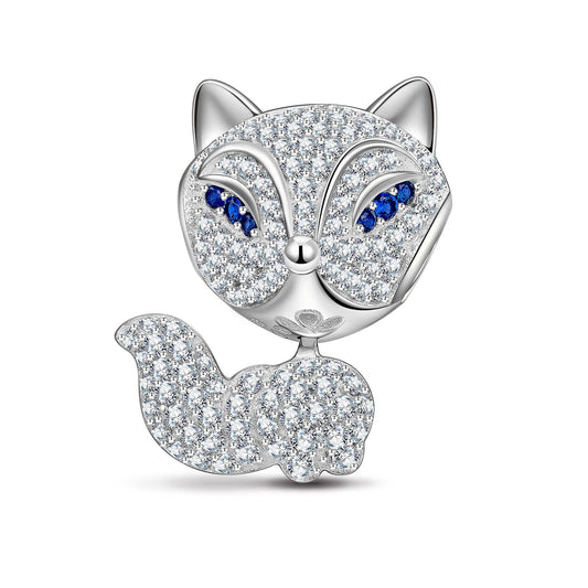 gon- Gorgeous Long-Tailed Fox Tarnish-resistant Silver Charms In White Gold Plated
