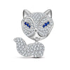 Gorgeous Long-Tailed Fox Tarnish-resistant Silver Dangle Charms In White Gold Plated