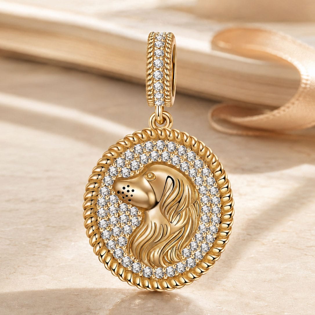 Customizable Engraving Labrador Retriever Tarnish-resistant Silver Dangle Charms In 14K Gold Plated