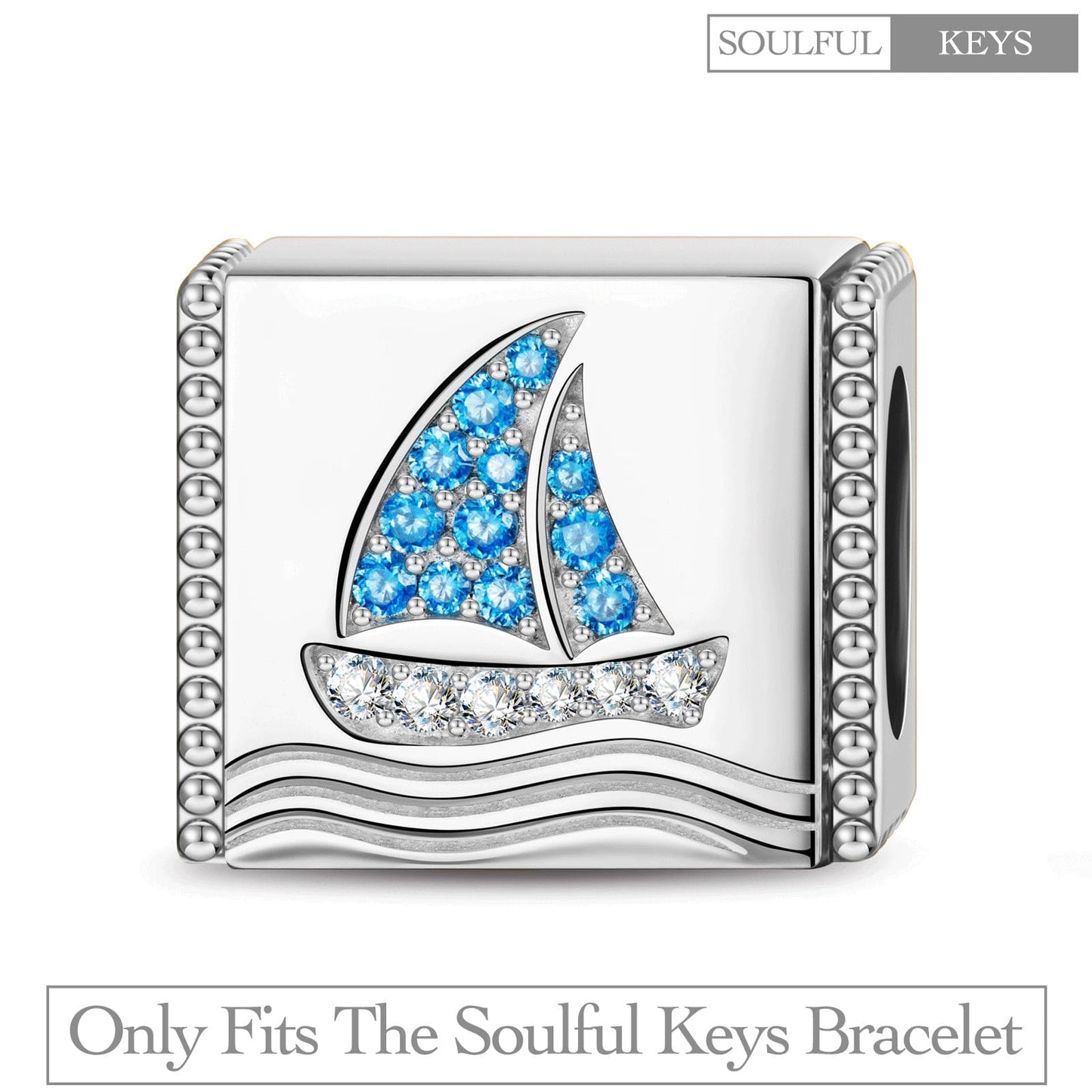 Seafaring Sailboat Tarnish-resistant Silver Rectangular Charms In White Gold Plated