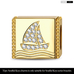 Seafaring Sailboat Tarnish-resistant Silver Rectangular Charms In 14K Gold Plated