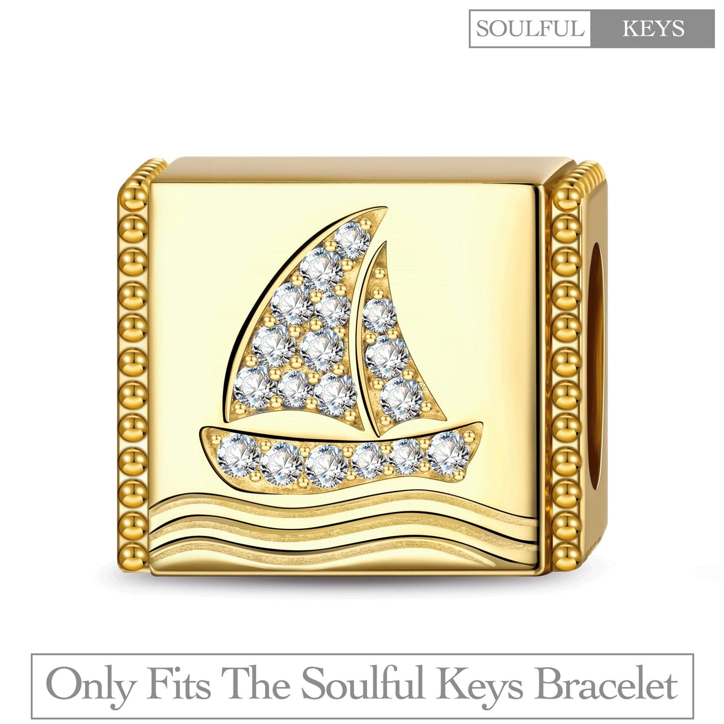 Seafaring Sailboat Tarnish-resistant Silver Rectangular Charms In 14K Gold Plated