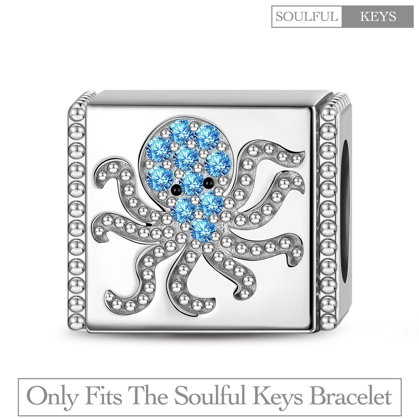 Elusive Octopus Tarnish-resistant Silver Rectangular Charms In White Gold Plated