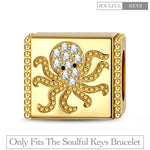 Elusive Octopus Tarnish-resistant Silver Rectangular Charms In 14K Gold Plated