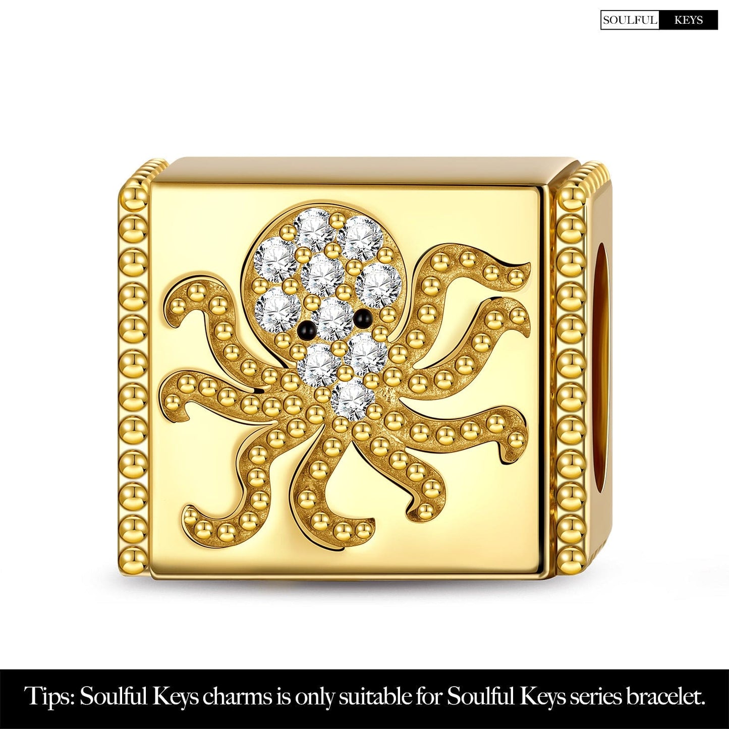 Elusive Octopus Tarnish-resistant Silver Rectangular Charms In 14K Gold Plated
