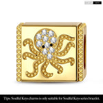 Elusive Octopus Tarnish-resistant Silver Rectangular Charms In 14K Gold Plated