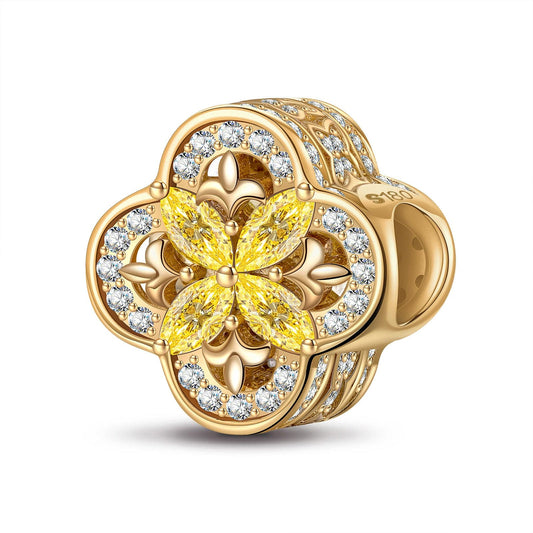 gon- Clover Brilliance Tarnish-resistant Silver Charms In 14K Gold Plated