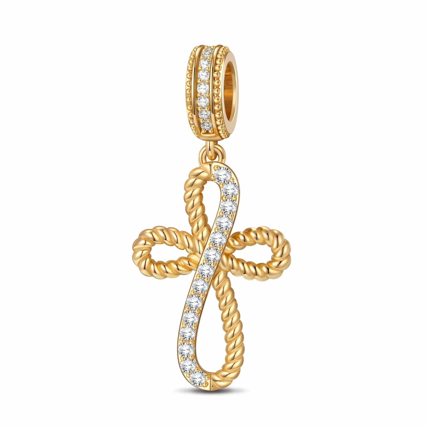 GRACE CROSS TARNISHRESISTANT SILVER DANGLE CHARMS IN 14K GOLD PLATED