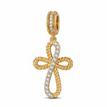 Grace Cross Tarnish-resistant Silver Dangle Charms In 14K Gold Plated