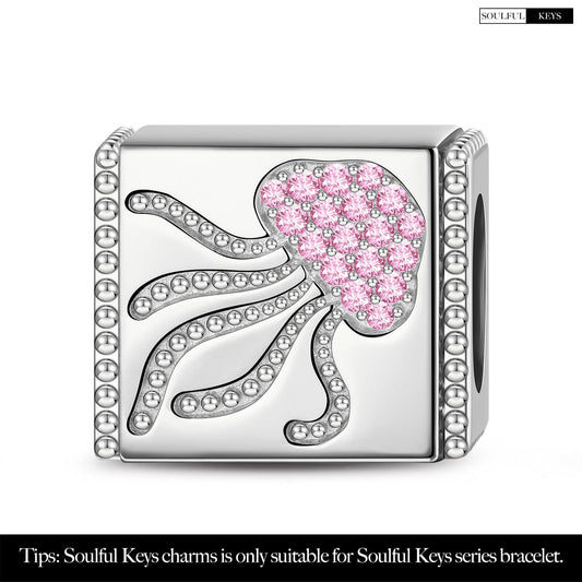 gon- Ethereal Jellyfish Tarnish-resistant Silver Rectangular Charms In White Gold Plated