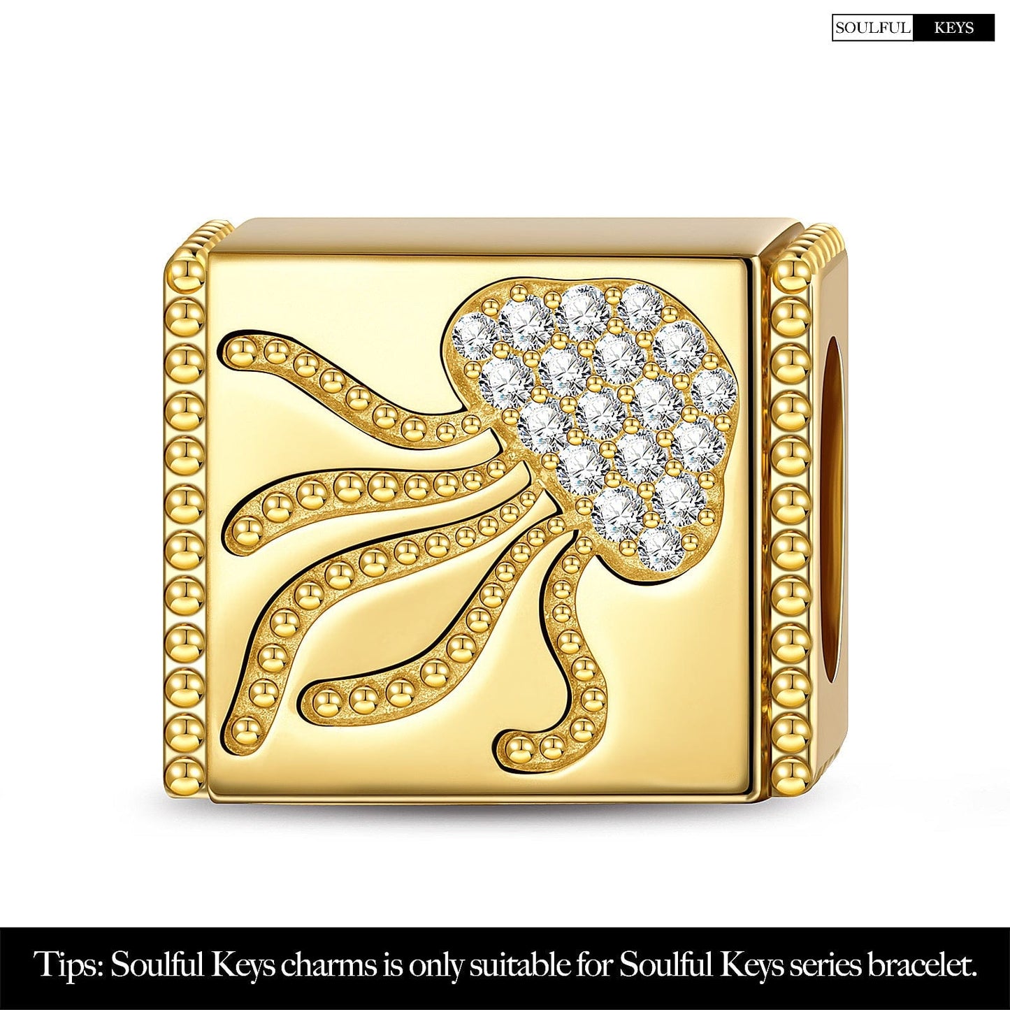 Ethereal Jellyfish Tarnish-resistant Silver Rectangular Charms In 14K Gold Plated